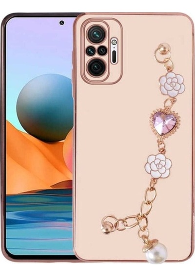 Xiaomi Redmi Note 10 Pro Kılıf El Tutamaçlı Kamera Korumalı Zore Taka Silikon Kapak Pembe