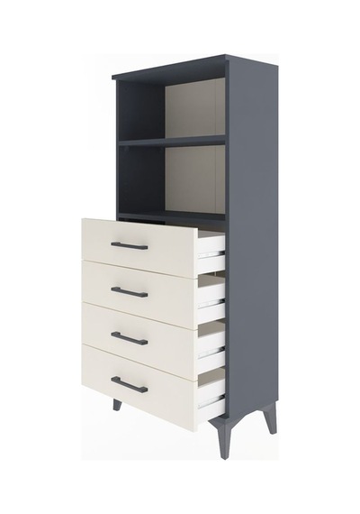 Arges Dolap 2 Raflı 4 Çekmeceli 60x30x134 Antrasit-aytaşı Antrasit