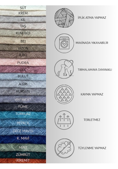 Pawn Mark Company Jakarlı Şönil Kaymaz Koltuk Örtüsü Ve Çekyat Örtüsü 175x215 Cm Mikrofiber Koltuk Şalı Süt Rengi