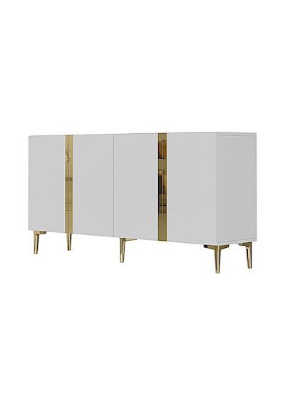Ka1598bg Anka150 Konsol, Kahve Köşesi, Tv Sehpası Ve Dolap Beyaz - Gold 150cm
