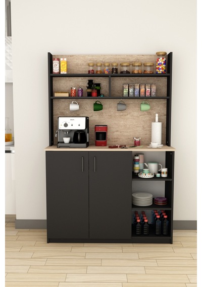 Asra Trend Kahve Köşesi KAHVE02 %100 MDF Çok Amaçlı Mutfak Dolabı Kiler Antrasit - Sidon Asra Trend Kahve Köşesi KAHVE02 %100 MDF Çok Amaçlı Mutfak Dolabı Kiler Antrasit - Sidon
