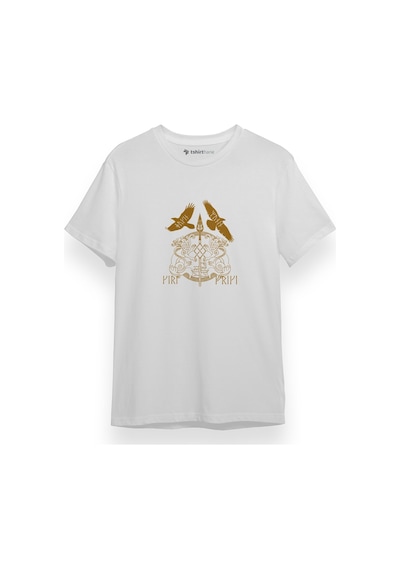 Vikins Gungnir Runes Beyaz Kısa Kol Erkek Tshirt 001