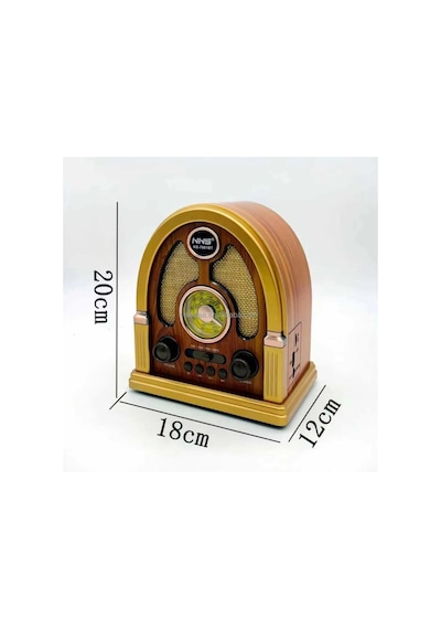 Orta Boy Kubbe Model Retro Ahşap Tasarım Bluetooth Hoparlörlü Radyo Fm/am Destekli, Şarjlı Ve Taşı