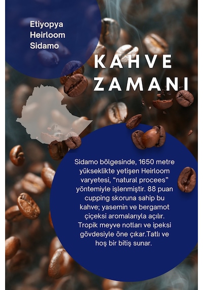 Ethıopıa Sidamo Heirloom Çekirdek Kahve 250 Gr, %100 Arabica Çekirdek Kahve