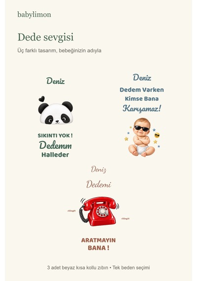 Babylimon İsme Özel Dede Yazılı 3 Lü Bebek Zıbın Seti, %100 Pamuk Beyaz Kısa Kollu Çıtçıtlı Beyaz - 929893111 Beyaz Babylimon İsme Özel Dede Yazılı 3 Lü Bebek Zıbın Seti, %100 Pamuk Beyaz Kısa Kollu Çıtçıtlı Beyaz - 929893111 Beyaz