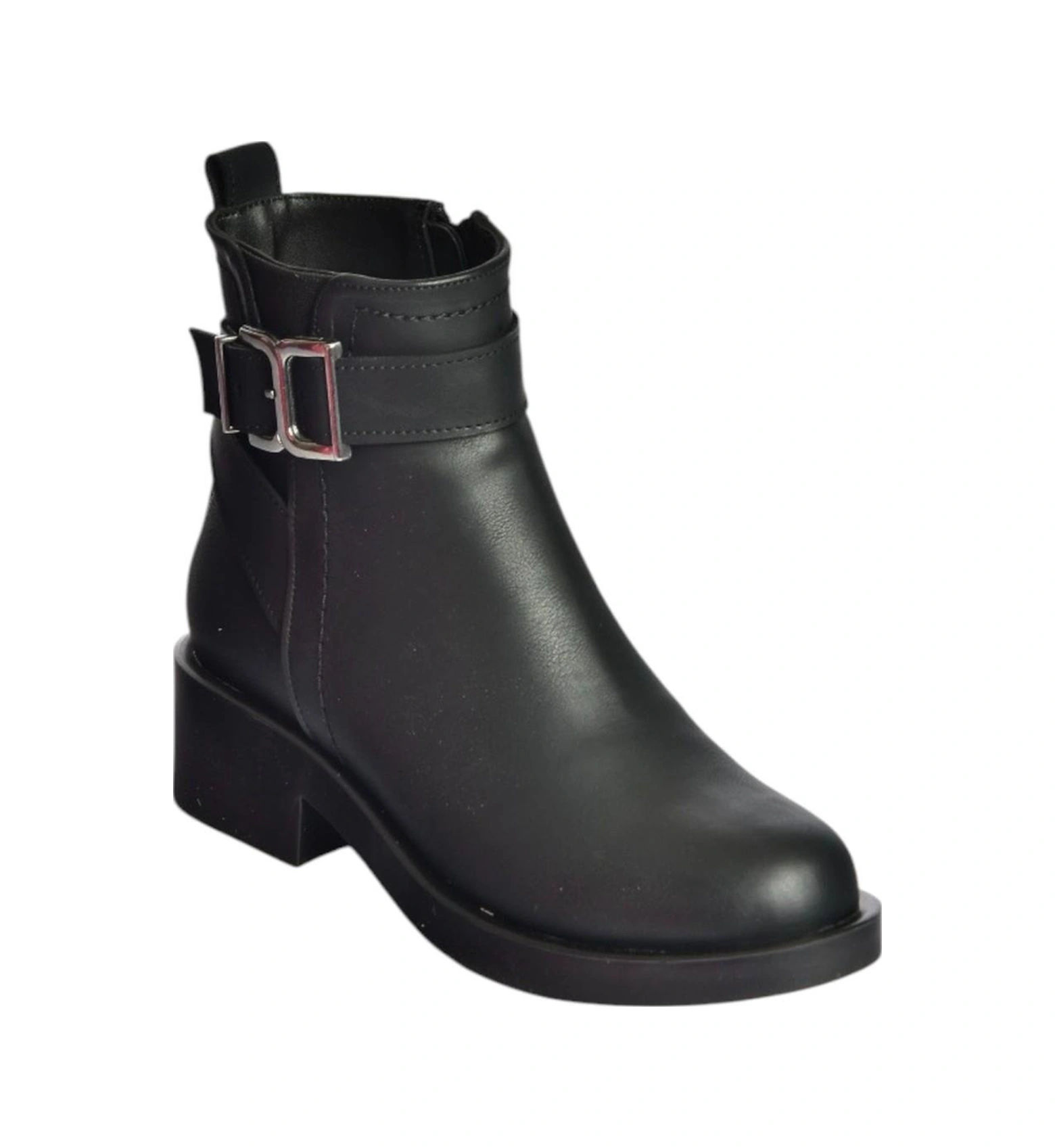 Fox Shoes V674121109 Siyah Alçak Topuklu Kadın Bot Siyah-Suni Deri
