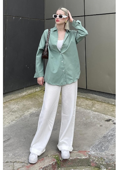 Madmext Mad Girls Çağla Yeşili Oversize Gömlek Mg1369-çağla Yeşili Çağla Yeşili
