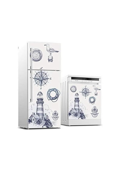 Buzdolabı Ve Bulaşık Makinası Beyaz Eşya Sticker Kaplama Deniz Feneri Pusula Diğer