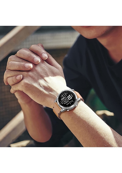 Caseonn Garmin Fenix 7x Sapphire Solar Kordon Quickfit Klasik Deri Yedek Kayış Taba