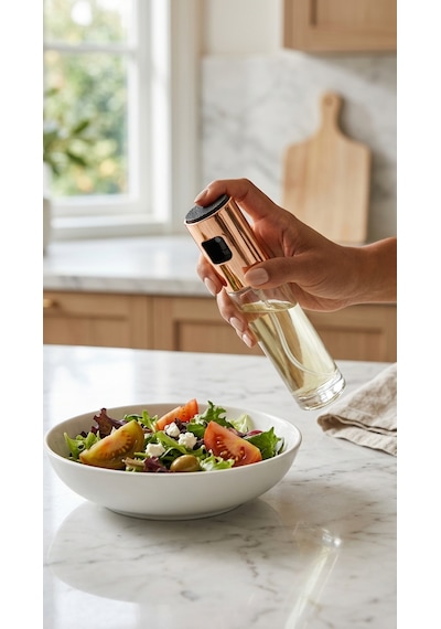 100 Ml Premium Cam Sprey Yağdanlık, Püskürtmeli Airfryer Yağlık-rose Çok Renkli