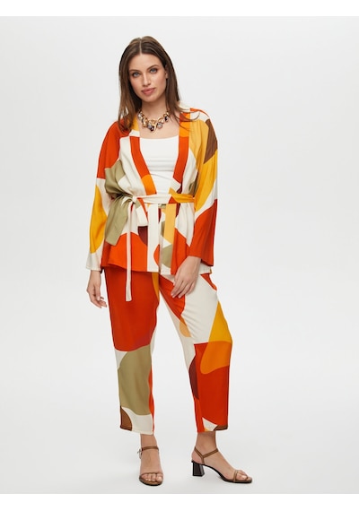 Faik Sönmez Geometrik Soyut Desen Kimono S25kmn001 Us25kmn001100 Multi Çok Renkli