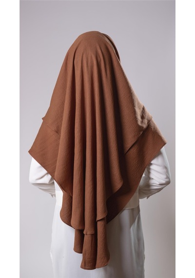 Hürrem Bone Taba Pratik Hazır Geçmeli Tesettür Eşarp Pamuk Caz Kumaş Çift Katlı Düz Hijab 2303 33