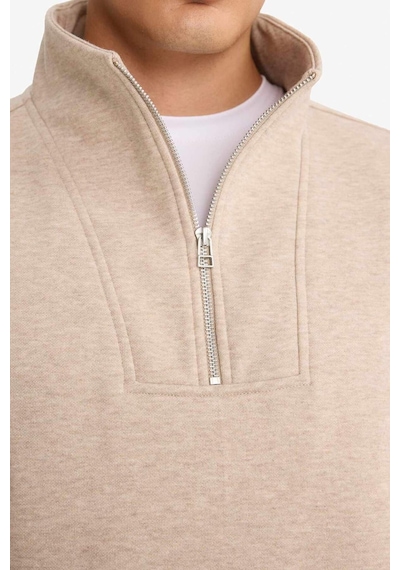 Defacto Regular Fit Dik Yaka Yarım Fermuarlı Sweatshirt F4137ax25aubg300 Bej