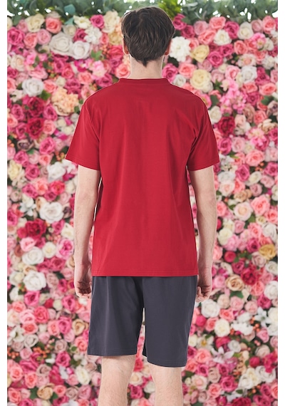 Remsa Erkek Şort Tshirt Pijama Takımı 25256 Kırmızı Kırmızı