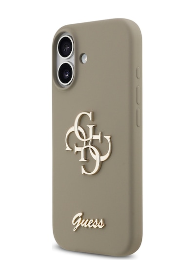Apple Uyumlu iPhone 17 Kılıf Guess Lisanslı Grained Yazı Logolu Kapak Kahverengi Kahverengi