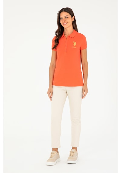 U.S. Polo Assn. Kadın Nar Çiçeği Basic Polo Yaka Tişört 50280071-VR039