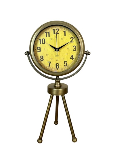 Retro Antique Üç Ayaklı Metal Eskitme Masa Saati Diğer