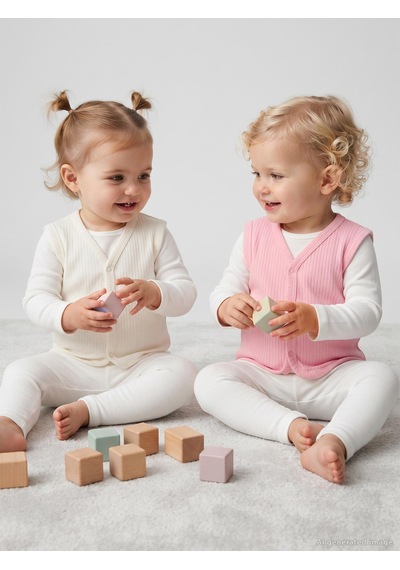Minidamla Baby Minidamla Basic 2'li Set 3-12 Ay Yelek - Pembe