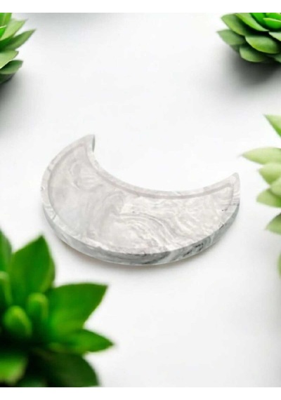 Marble Serisi Hilal Sunum Tepsi Gri