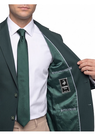 Plus Scorpion Erkek Slim Fit Ceket Likralı Fitilli Kumaş, Çift Düğmeli Tek Yırtmaçlı Modern Tasarım Yeşil