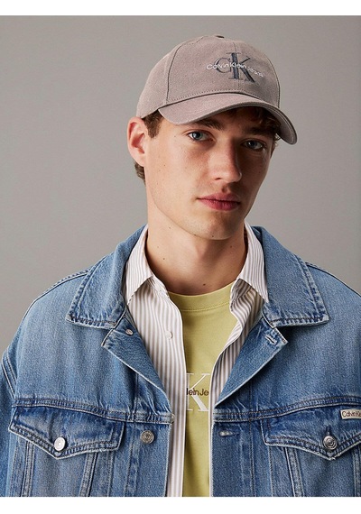 Calvin Klein Men Gray Embroidered Monogram Logo Baseball Cap-15072 Charcoal Gray