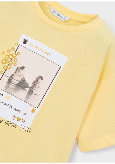 Mayoral Kız Çocuk Oversize Baskılı Tshirt Sarı SARI