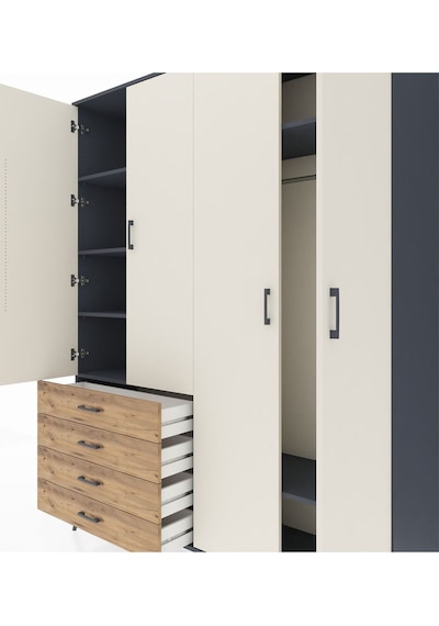Hyperion Gardrop 6 Raflı 4 Çekmeceli Tek Askılı 176x44x221 Antrasit-aytaşı/çam Aytaşı/çam Hyperion Gardrop 6 Raflı 4 Çekmeceli Tek Askılı 176x44x221 Antrasit-aytaşı/çam Aytaşı/çam