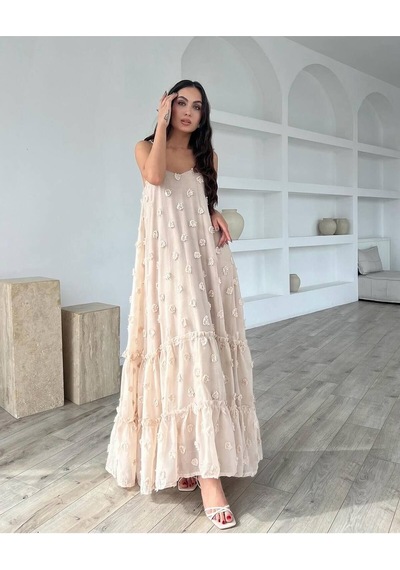 Fashion Cocktail Fırfır Askılı Kumaş Çiçekli Astarlı Maxi Yazlık Bohem Sahil Tatil Elbise Camel Camel Fashion Cocktail Fırfır Askılı Kumaş Çiçekli Astarlı Maxi Yazlık Bohem Sahil Tatil Elbise Camel Camel
