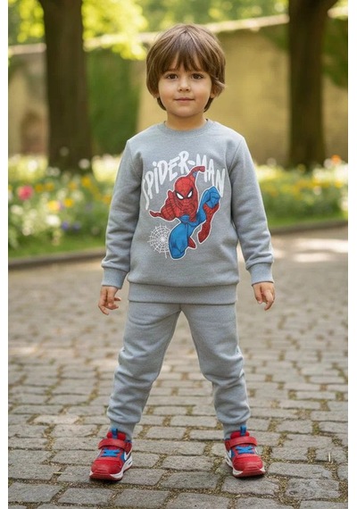 Emila Kids Erkek Çocuk Gri Baskılı İki İplik Pijama Takımı - 28200-grı