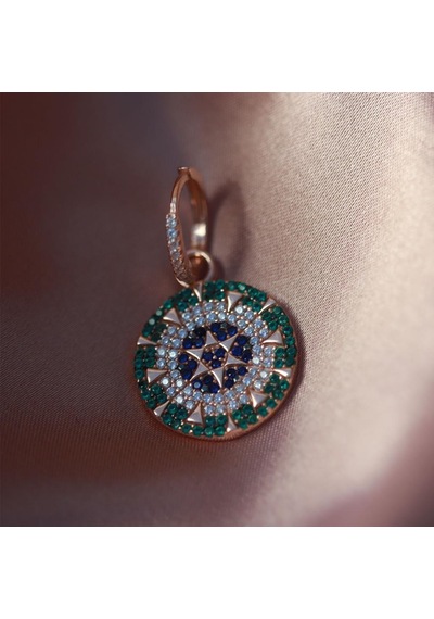 Renkli Zirkon Taşlı Yıldız Rose Gold Kaplama Gümüş Küpe Gümüş