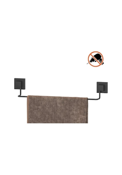 Tekno Tel Ef-260 Siyah Uzun Havluluk Yapışkanlı/vidalı Deliksiz Metal Banyo Havlu Barı Siyah