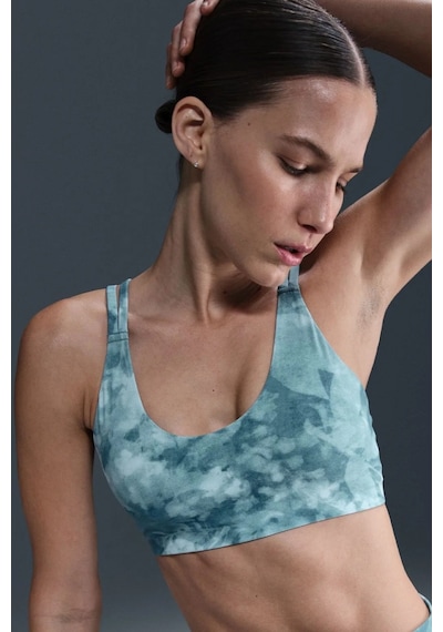 Nike Zenvy Light-support Padded Printed Womens Bra Desenli Kadın Sporcu Sütyeni Mavi