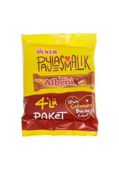Ülker Albeni Gofret 4x40g - Akışkan Karamelli Sütlü Çikolata Kaplı Gofret 3'li Ekonomik Paket - Tarı