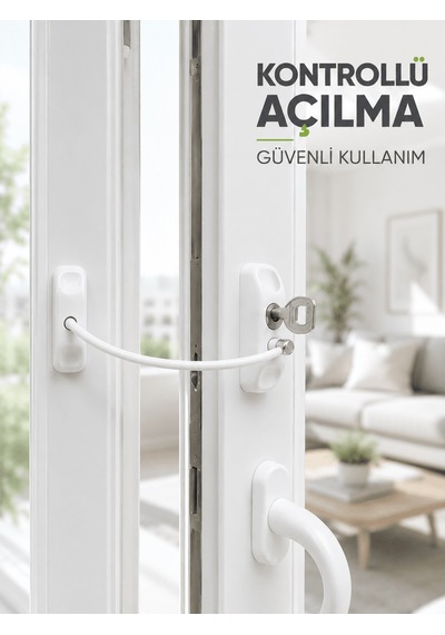 Beyaz Kablolu Pencere Kilidi Anahtarlı Güvenlik Sistemi Çocuk Kor Çok Renkli