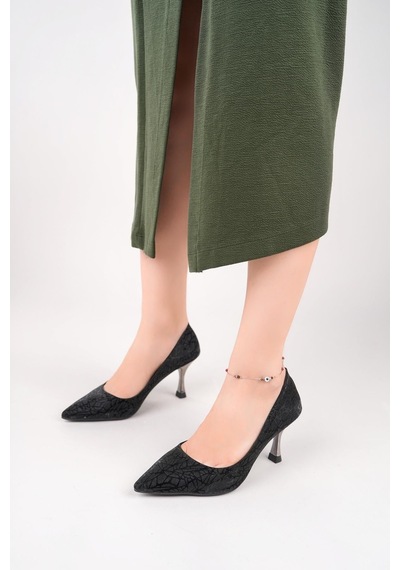 Nesilshoes Nesil Shoes Özma 6177 Siyah Topuklu Kadın Stiletto