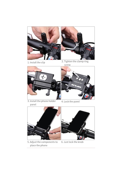 Gub Pro 7 Alüminyum Cnc Bisiklet Ve Motosiklet Telefon Tutucu Silikon Ağ Destekli, 31.8mm Gidon Uyumlu Siyah