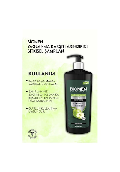 Biomen Elma Sirkesi&Vitamin B3 Yağlanma Karşıtı Şampuan 1 L