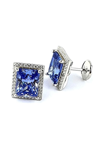 Sky Diamond Purple Aleksantrit Taşlı 925ayar Gümüş Beyaz Altın Kaplama Lüks Baget Küpe Gümüş