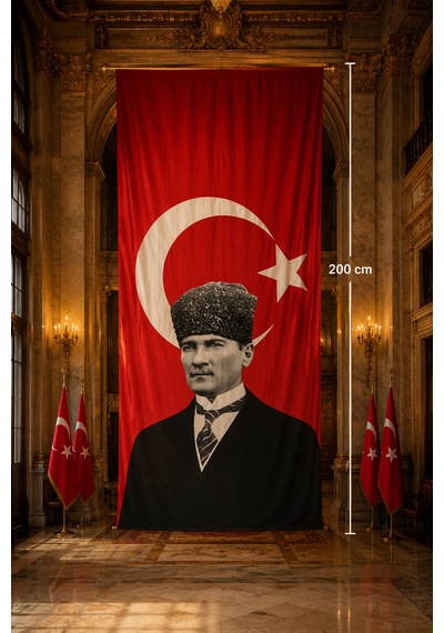 Atatürk Baskılı Türk Bayrağı 150 200 - Desen 2 Diğer