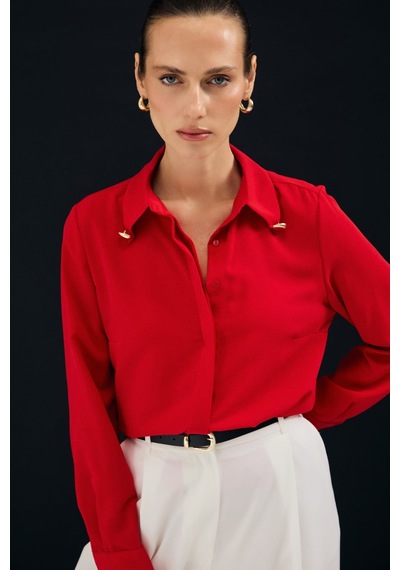 Sateen Lucy Gömlek - Kırmızı-137111