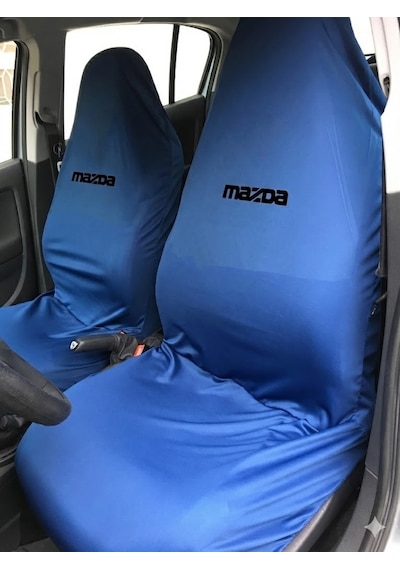Likralı Kumaş Servis Kılıfı Ön 2'li Mazdayazılı Mavi