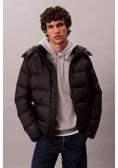 Calvin Klein Jeans Uzun Kollu Çıkarılabilir Kapüşonlu Şişme Erkek Mont Lv04rc518g-ub1 Siyah