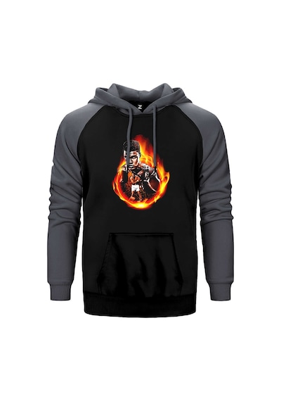 Muhammed Ali Dragon Gri Renk Reglan Kol Kapşonlu Sweatshirt Gri