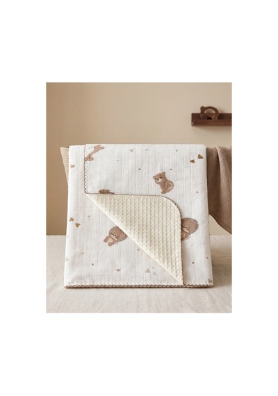 %100 Pamuk Bebek Battaniyesi Pikeli 100x100 Beyaz