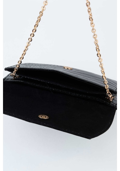 Vivaq Kadın Croco Siyah Zarf Tasarım 2 Bölmeli Mini Zincir Askılı Çıt Çıt Kapama Clutch Ve El Çantası