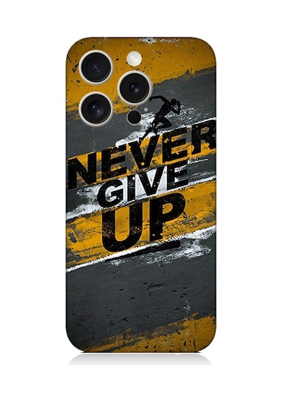 Apple Uyumlu iPhone 15 Pro Never Give Up Desenli Silikon Kılıf Silikon