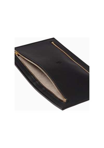 Montroi Grained Leather Currency Wallet Çift Taraflı Deri Unisex Cüzdan Siyah