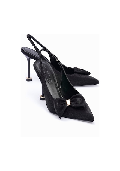 Kadın Saten Stiletto Sivri Burun Gold Detaylı Fiyonklu Arkası Açık Abiye Topuklu Ayakkabı Celine Siyah Siyah Kadın Saten Stiletto Sivri Burun Gold Detaylı Fiyonklu Arkası Açık Abiye Topuklu Ayakkabı Celine Siyah Siyah