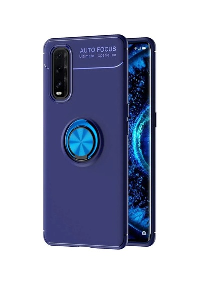 Jenerik Oppo Find X2 Kılıf Range Yüzüklü Silikon - Mavi