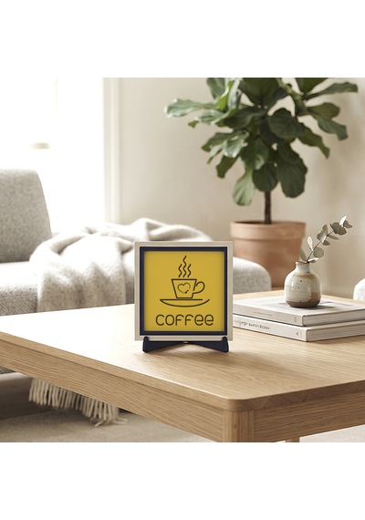 Modern Coffee Kalpli Dekoratif Parça, Çalışma Alanlarınıza Asalet Katan Zarif Dokunuş 10x10 Cm